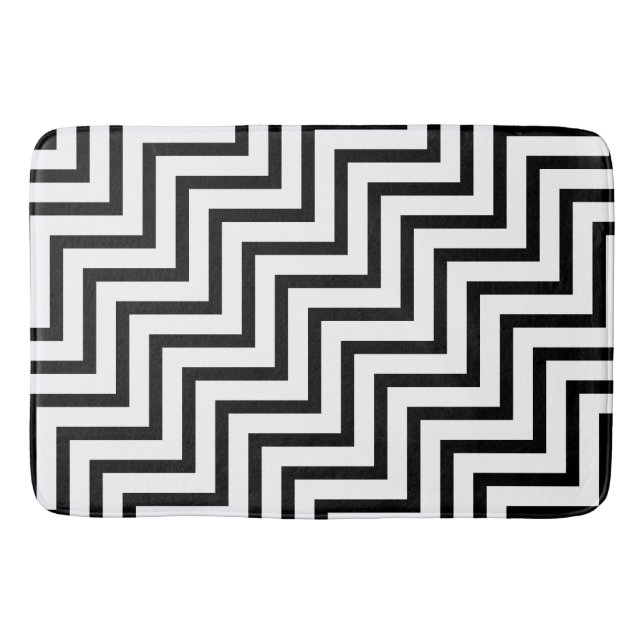 Black And White Geometric Art Fleece Blanket Bath Mat (Front)