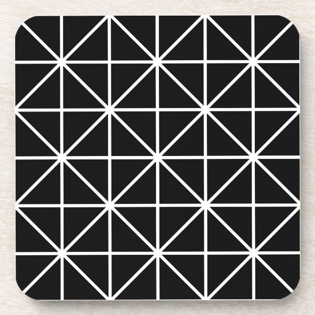 Black And White Geometric Beverage Coaster (Front)