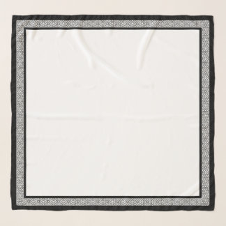 Black and White Geometric Border Islamic Scarf