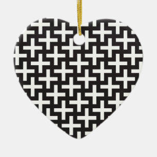Black and White Geometric Ceramic Ornament