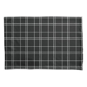 Black and White Geometric Check Plaid Pattern Pillow Case