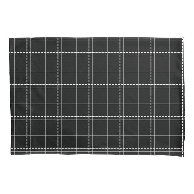 Black and White Geometric Check Plaid Pattern Pillow Case (Front)