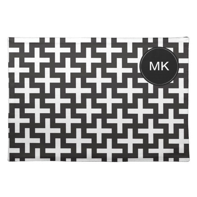 Black and White Geometric Cloth Placemat (Front)