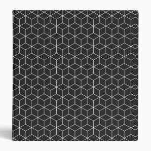 Black and White Geometric Cube Pattern 3 Ring Binder