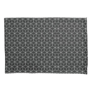  Black and White Geometric Cube Pattern Pillow Case
