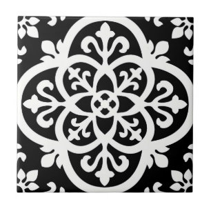 black and white geometric delicate tiles