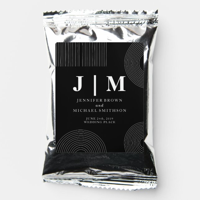 Black and White geometric design Simple Wedding Coffee Drink Mix (Front)