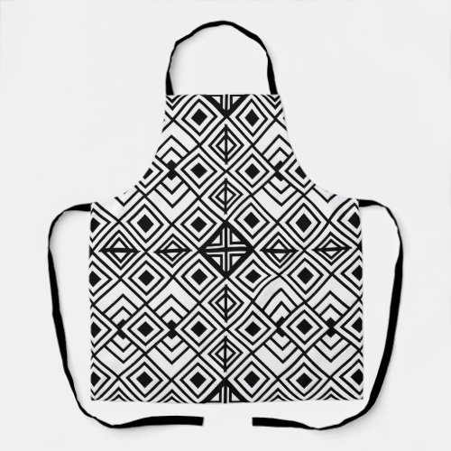 Black and White Geometric Diamond Pattern    Apron