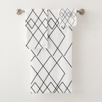 Black and White Geometric Diamond Pattern