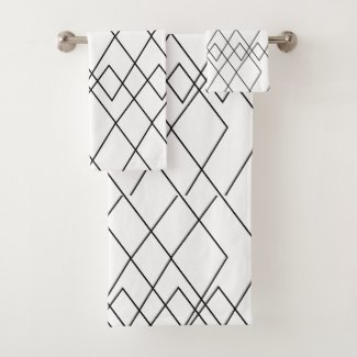 Black and White Geometric Diamond Pattern 