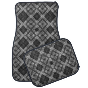 Black and white geometric diamond pattern car floor mat