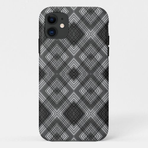 Black and white geometric diamond pattern iPhone 11 case