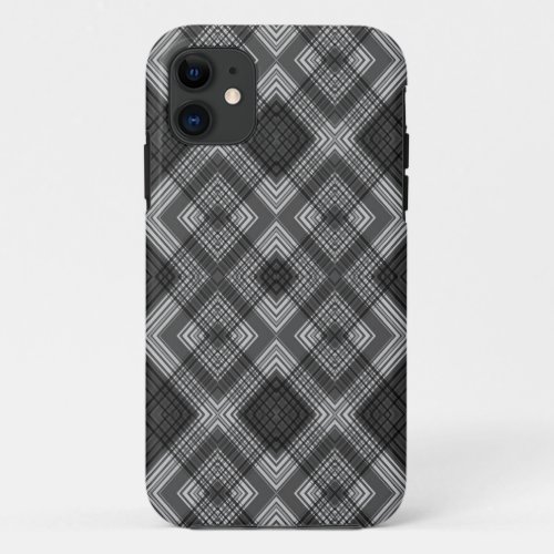 Black and white geometric diamond pattern iPhone 11 case