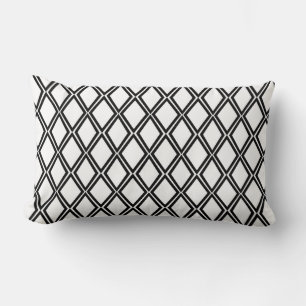 Black and White Geometric Diamond Pattern Lumbar Pillow