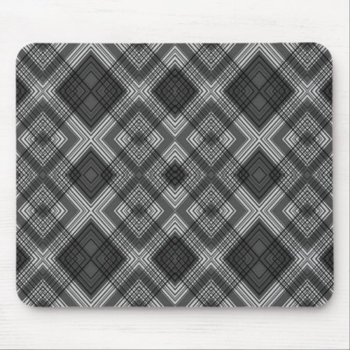 Black and white geometric diamond pattern mouse pad