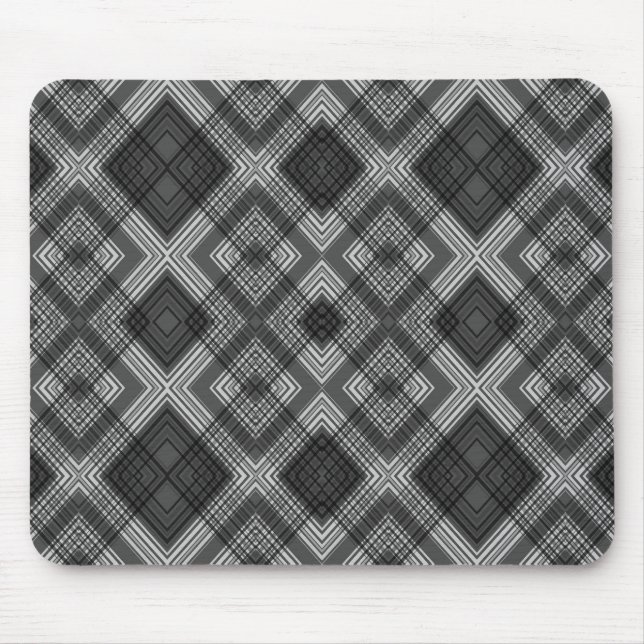 Black and white geometric diamond pattern mouse pad (Front)