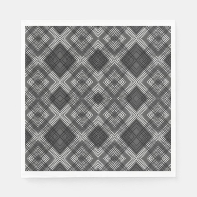 Black and white geometric diamond pattern napkins (Front)