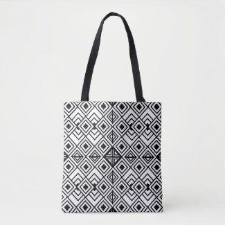 Black and White Geometric Diamond Pattern    