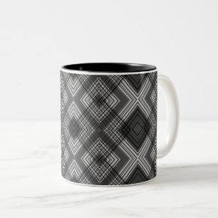 Black and white geometric diamond pattern Two-Tone coffee mug