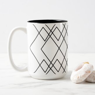 Black and White Geometric Diamond Pattern 