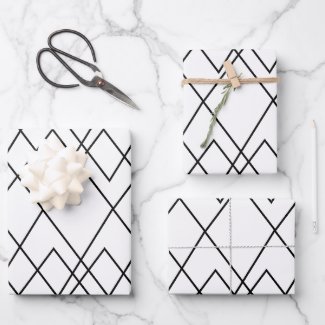 Black and White Geometric Diamond Pattern