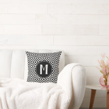 Black and White Geometric Diamonds with Monogram