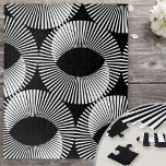 Black and White Geometric Domino Illusion Jigsaw Puzzle<br><div class="desc">Black and White jigsaw puzzle. The puzzle has a solid black background with a white geometric domino,  optical illusion design. Unusual and difficult - perfect if you're looking for one of the hardest jigsaw puzzle design styles.</div>