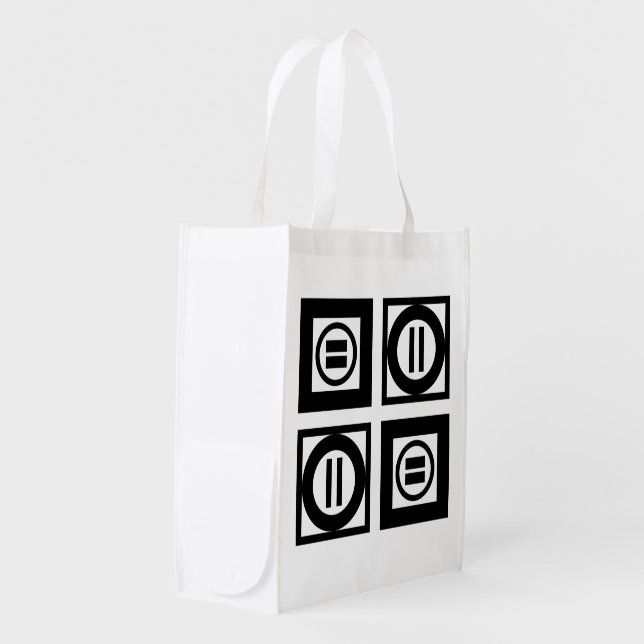Black and White Geometric Equal Sign Pattern Bag (Front Side)