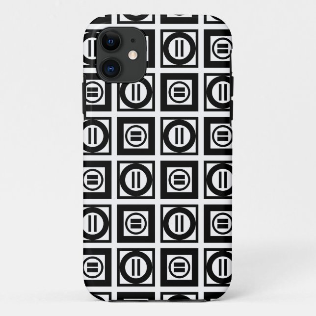 Black and White Geometric Equal Sign Pattern Case-Mate iPhone Case (Back)