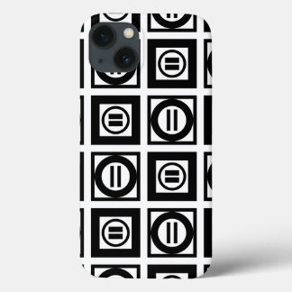Black and White Geometric Equal Sign Pattern iPhone 13 Case