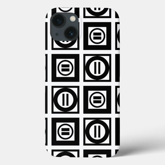 Black and White Geometric Equal Sign Pattern Case-Mate iPhone Case (Back)