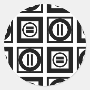 Black and White Geometric Equal Sign Pattern Classic Round Sticker
