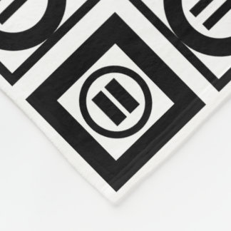 Black and White Geometric Equal Sign Pattern Fleece Blanket
