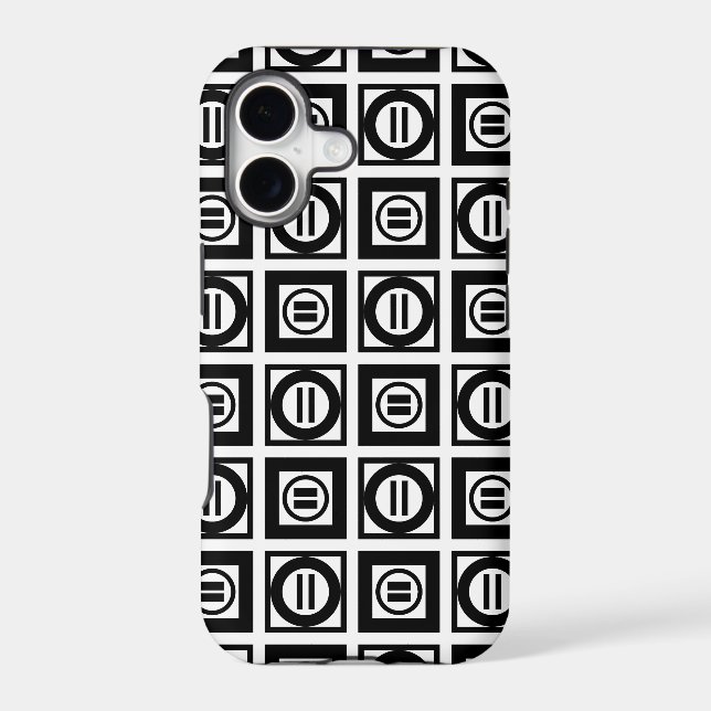 Black and White Geometric Equal Sign Pattern Iphone Case (Back)