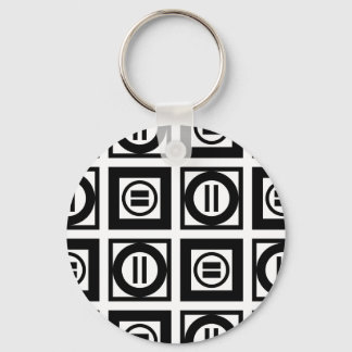 Black and White Geometric Equal Sign Pattern Keychain
