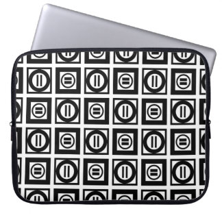 Black and White Geometric Equal Sign Pattern Laptop Sleeve