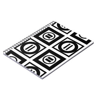 Black and White Geometric Equal Sign Pattern Notebook