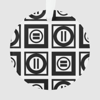 Black and White Geometric Equal Sign Pattern Ornament