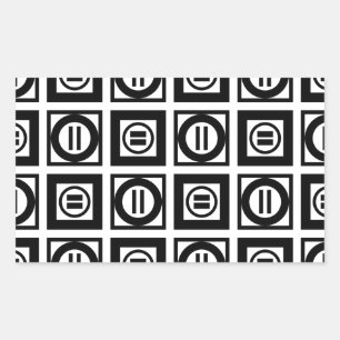 Black and White Geometric Equal Sign Pattern Rectangular Sticker