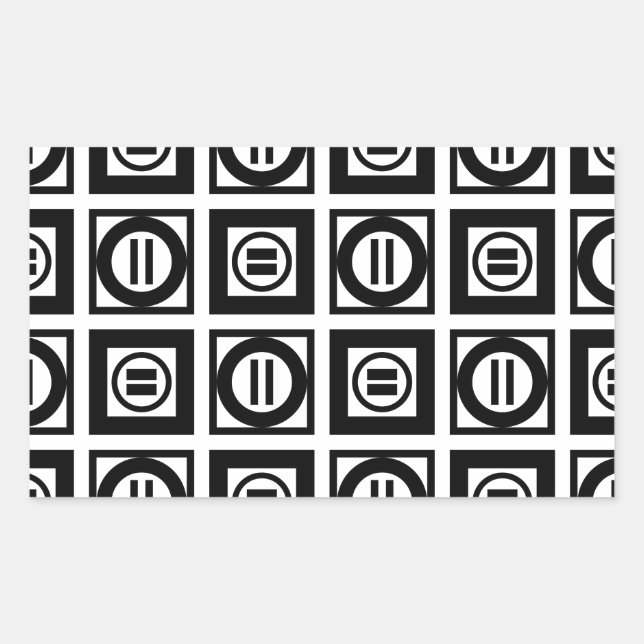 Black and White Geometric Equal Sign Pattern Rectangular Sticker (Front)