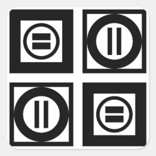 Black and White Geometric Equal Sign Pattern Square Sticker