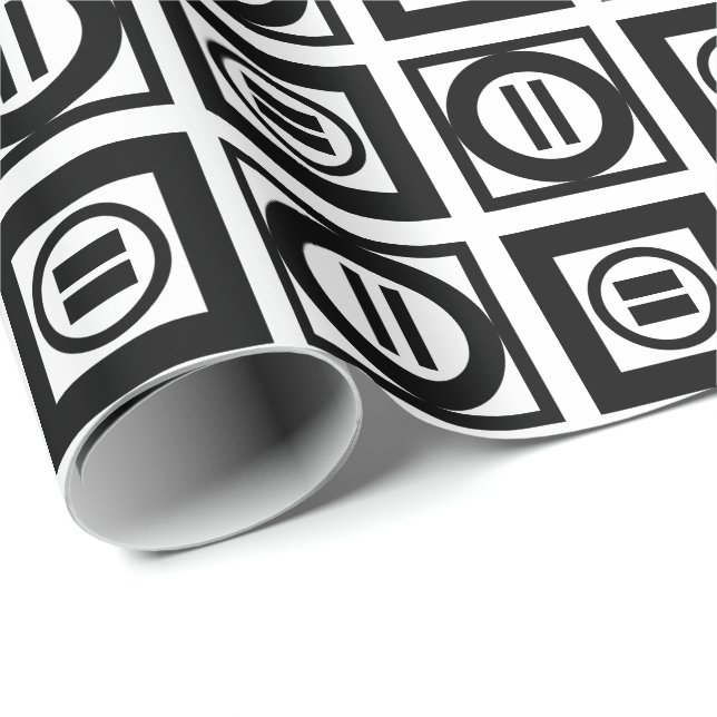 Black and White Geometric Equal Sign Pattern Wrapping Paper (Roll Corner)
