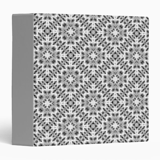 Black and white geometric ethnic ornament 3 ring binder (Front/Spine)