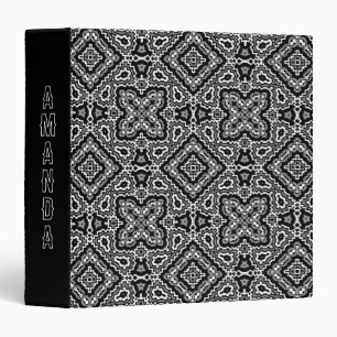  black and white geometric ethnic pattern ornament 3 ring binder