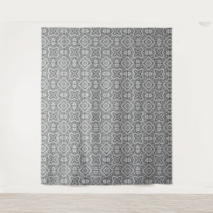 black and white geometric ethnic pattern ornament tapestry