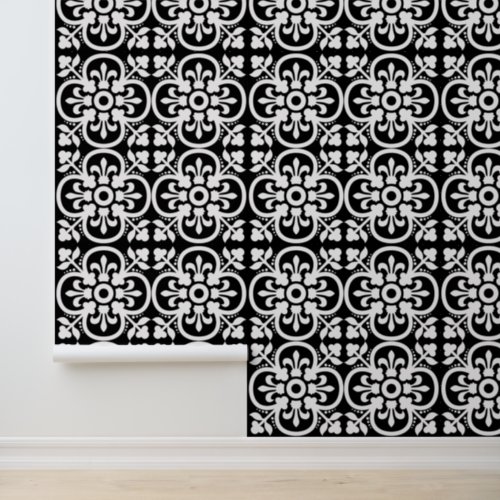 Black And White Geometric Fleur Du Lys Wallpaper