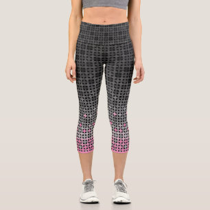 Black and white geometric gradient pattern  capri leggings