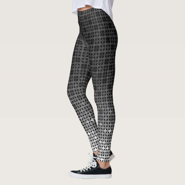 Black and white geometric gradient pattern  leggings (Left)