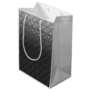 Black and white geometric gradient pattern  medium gift bag