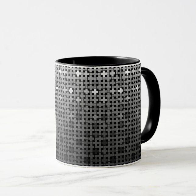 Black and white geometric gradient pattern  mug (Front Right)